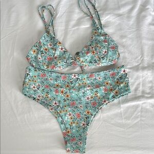 Kulani Kinis Floral Bikini - Mint and Pink